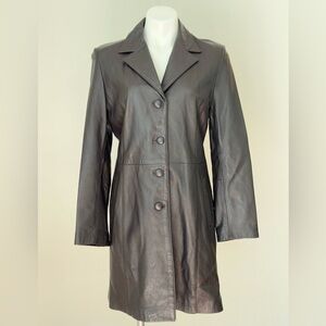 100% Genuine Lambskin Leather Trench Coat size 6